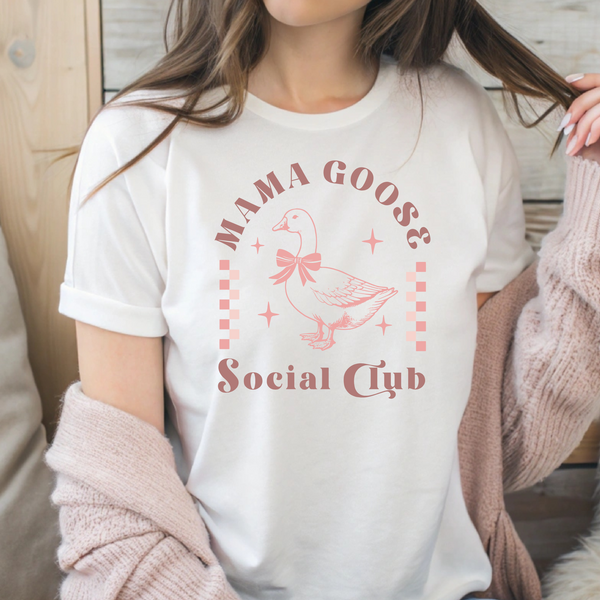 Mama Goose Social Club Tee – Cute Aesthetic Mom Shirt | Soft Cozy Gift for Her