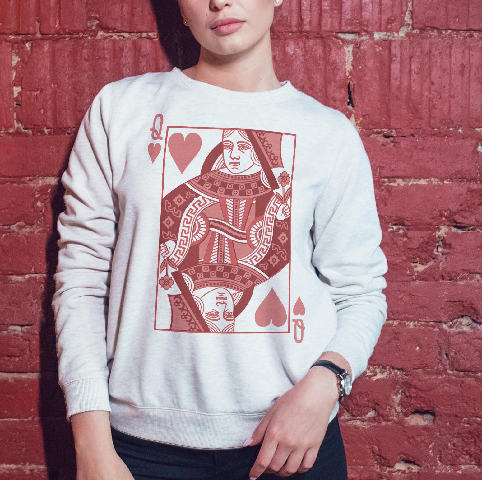 Queen of Hearts Sweatshirt Valentine Sweatshirt Retro Valentine Graphic  Tee Be My Valentine Shirt Valentines Day Sweatshirt