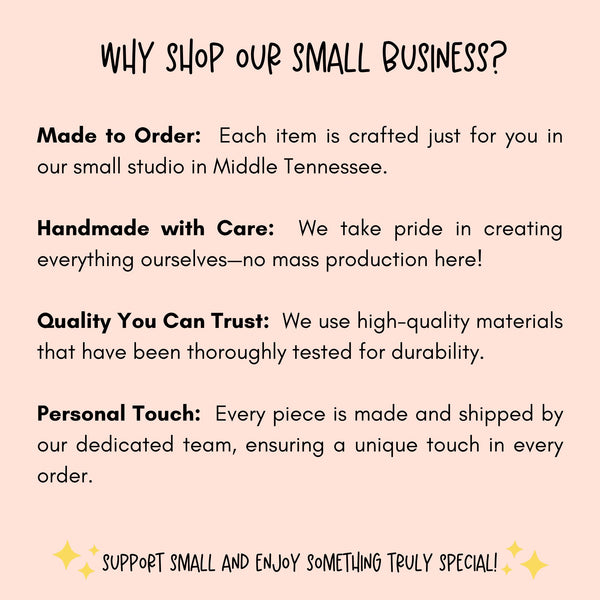 a pink poster with a small business message