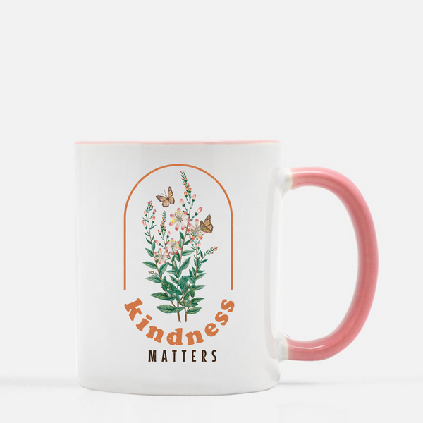 Retro 70's style Mug, Kindness Matters, Retro Bouquet, Retro Flowers, Butterfly mug, be kind