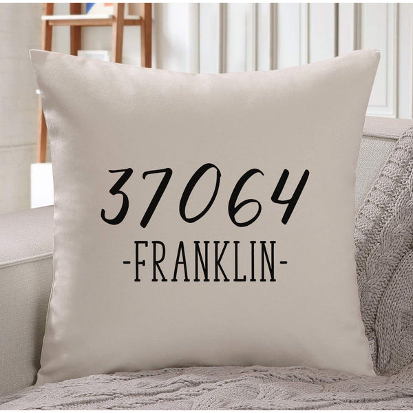 Custom Zip Code City Throw Pillow Cover