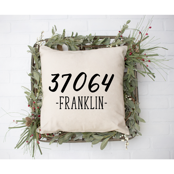 Custom Zip Code City Throw Pillow Cover
