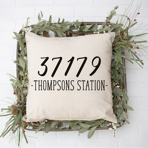 Throw Pillow Custom Name and Zip Code