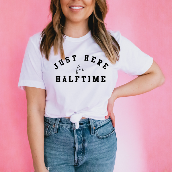 just here for halftime, superbowl sweatshirts, superbowl part shirt, with love louise
