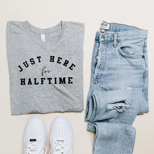 just here for halftime, superbowl sweatshirts, superbowl part shirt, with love louise