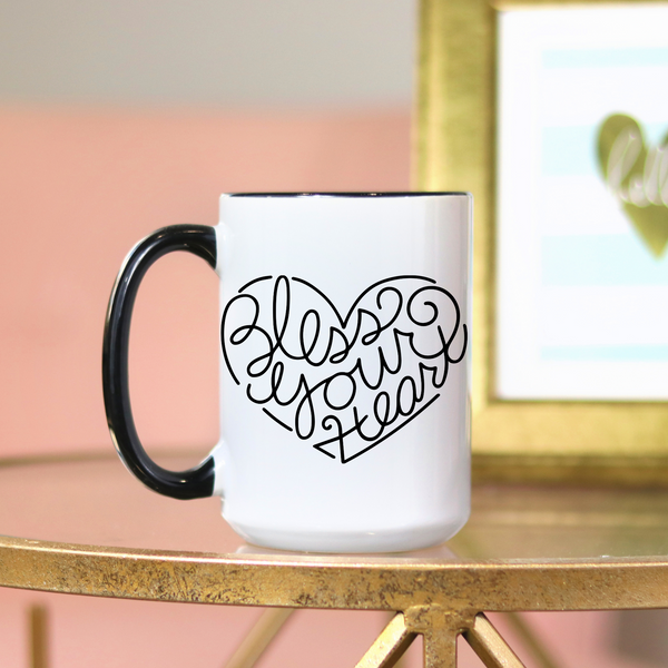 Bless Your Heart Ceramic Mug with Handle Color Options
