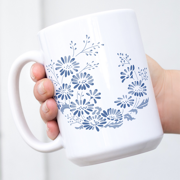 Pyrex Inspired Colonial Mist Design Ceramic Mug