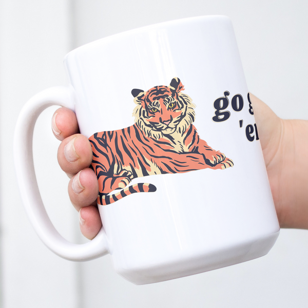 go get em tiger mug, motivational gift, easy tiger, go get em funny, retro tiger