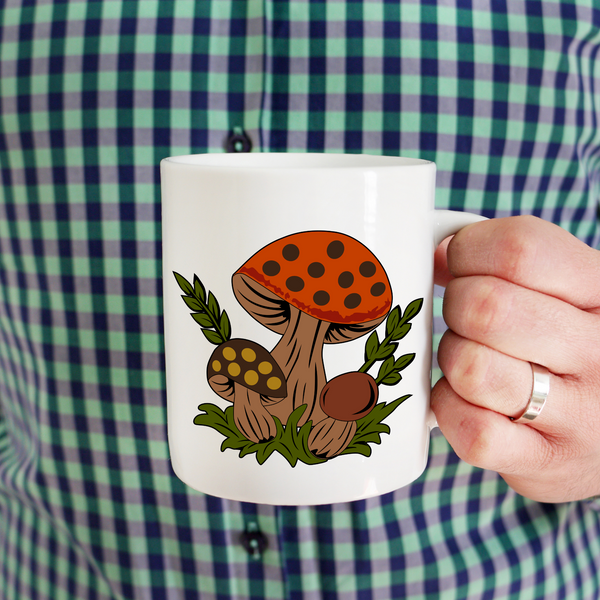 Merry Mushroom Pyrex, Pyrex Design, Mushroom, Retro mug, retro style,nostalgic retro pyrex design drinkware, nostalgic retro drinkware, retro pyrex tumblers, retro vintage mugs, retro drinking glasses, retro drinkware, vintage retro kitchen accessories, retro kitchen ware