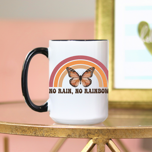 Retro 70's style Mug, Kindness Matters, Retro Bouquet, Retro Flowers, Butterfly mug, be kind, no rain no rainbow, inspirational quote, retro butterfly