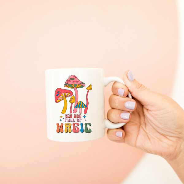 cups,  mushroom mug, magic, full of magic, mushroom, colorful, retro, retro style, retro inspired, mug, tea, cute, love, happiness, inspiration, kindness,quotes, quotes to live by