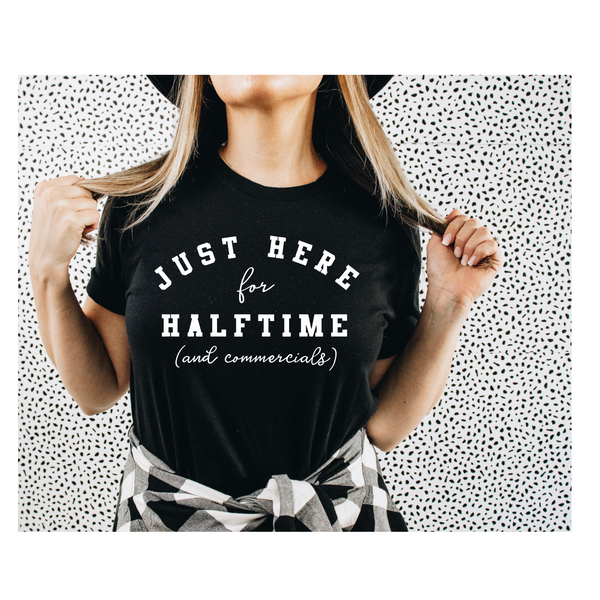 just here for halftime, superbowl sweatshirts, superbowl part shirt, with love louise