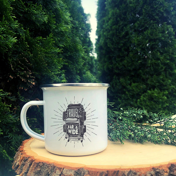 wanderlust hiking enamel camping mug - With Love Louise