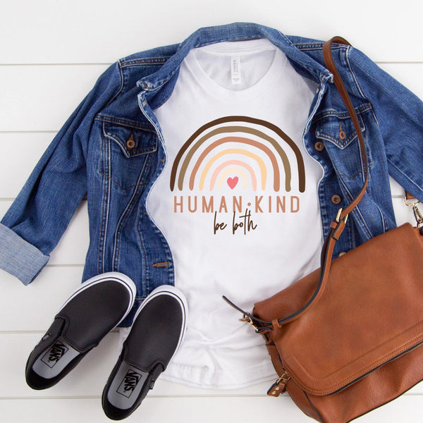 Kindness and Equality Shirt - With Love Louise , Human Kind Be Both, boho rainbow