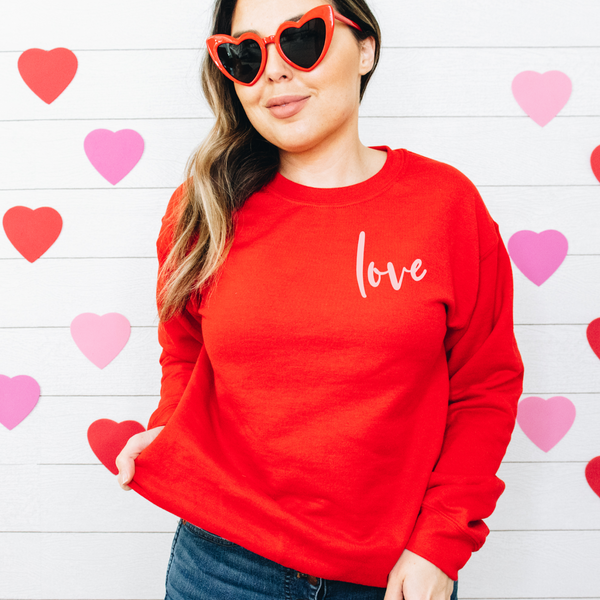Love Pocket Print Valentine Sweatshirt