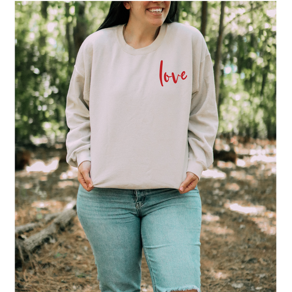 Love Pocket Print Valentine Sweatshirt