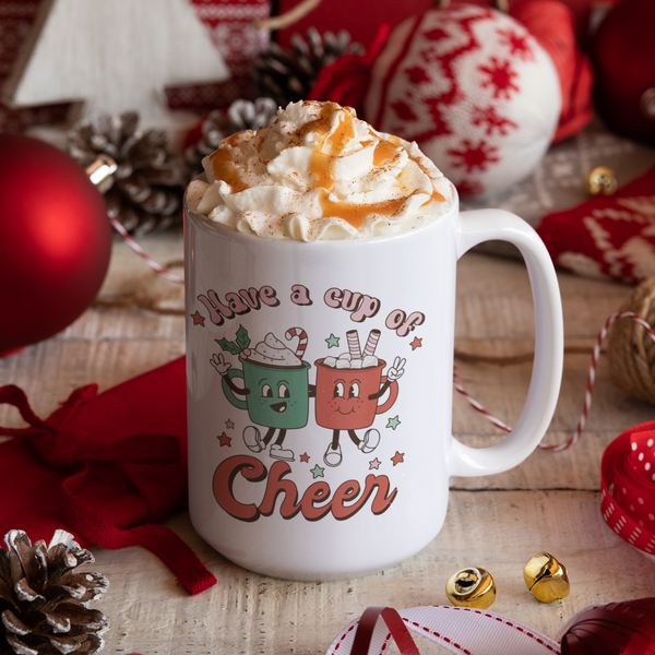 retro style, cup of cheer, retro christmas, vintage christmas, have a cup of cheer