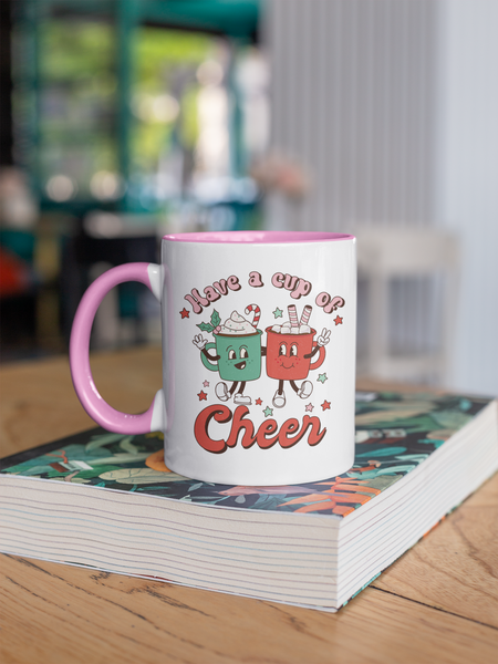Retro Christmas Cup of Cheer Ceramic Mug