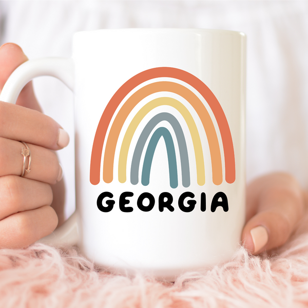 rainbow personalized mug, custom mug, rainbow boho gift, personalized gift