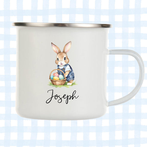 Personalized Easter Bunny Mug, Custom Cute Rabbit Childs Cup, Easter Mug, Kids Enamel Mug, Unbreakable Mug For Child, Easter Basket Filler