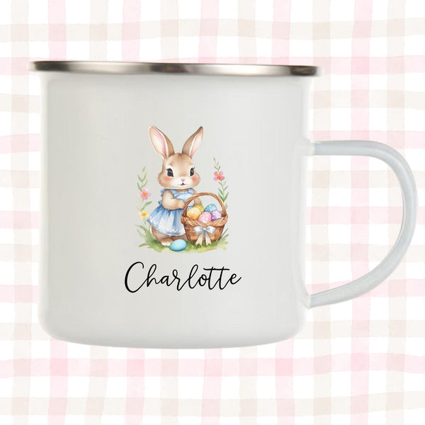 Personalized Easter Bunny Mug, Custom Cute Rabbit Childs Cup, Easter Mug, Kids Enamel Mug, Unbreakable Mug For Child, Easter Basket Filler
