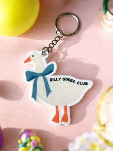 Silly Goose Club, Nostalgia Gift, Blue Ribbon 1980s goose, duck keychain