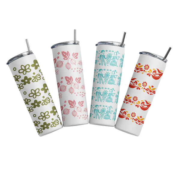 Pyrex Inspired Tumbler: Retro Floral Stainless Steel Drinkware- choose design