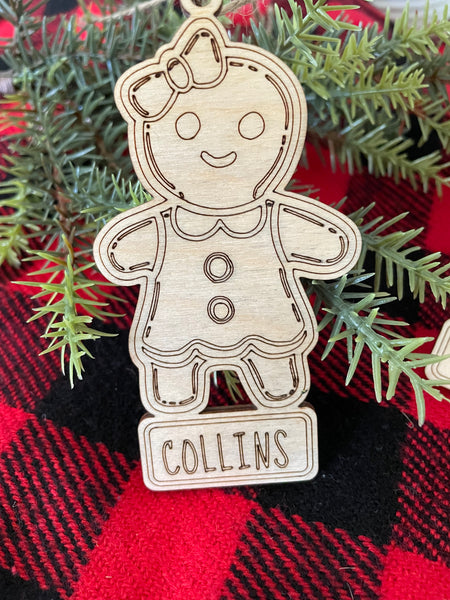 personalized stocking tag, gingerbread ornament, Christmas ornaments, Rae Dunn stocking tags, personalized ornament name, personalized stocking name, stocking name tag, Christmas gift tags, decorative gingerbread ornament