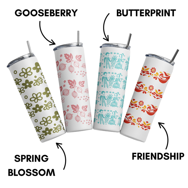 Pyrex Inspired Tumbler: Retro Floral Stainless Steel Drinkware- choose design