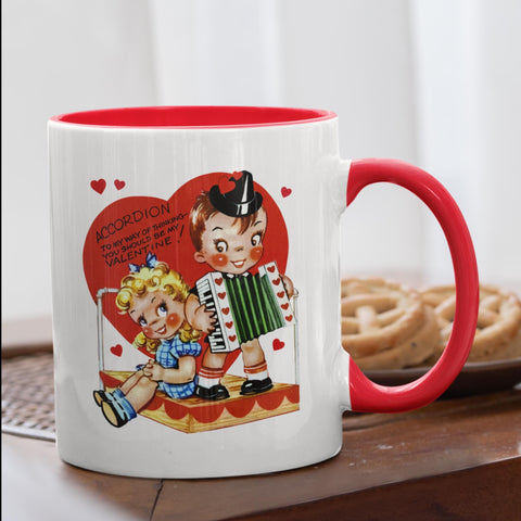 accordion mug, vintage valentine mug