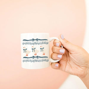 Blue Ribbon Goose Mug, 1980s grandmacore, goose gift, geese gift, mug with blue ribbon geese motif from the 80s