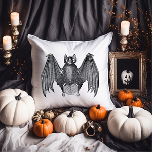 vintage bat print, retro halloween, bat decor, halloween decor, spooky season pillow, front porch halloween decor, seasonal pillow cover