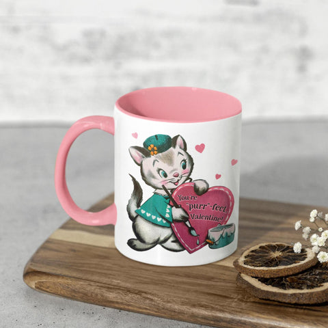 vintage retro cat artist painting cat valentine - you&#39;re purr-fect mug