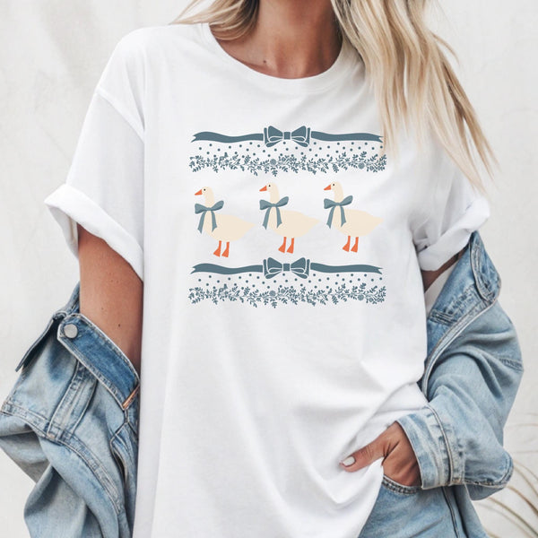 Goose Shirt, Goose Tee, Goose Tee for Women, Blue Ribbon Goose, goose Apparel, Silly Goose Shirt