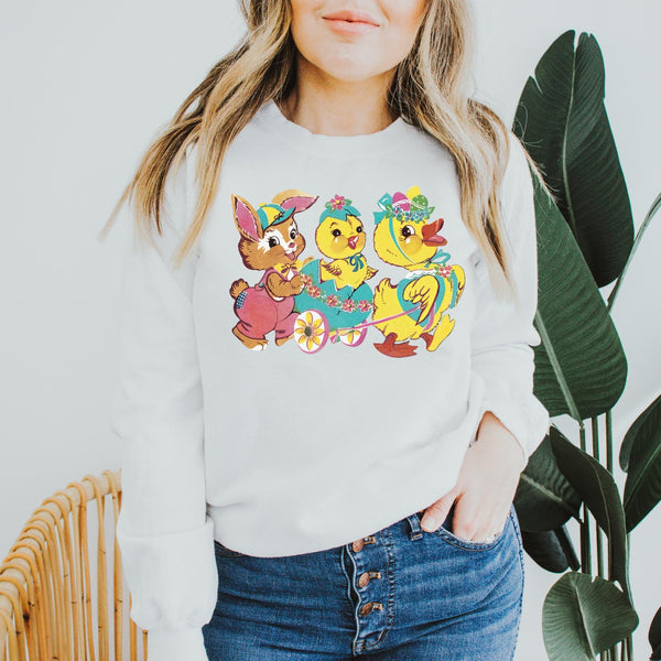 Retro Spring Shirt, Retro Design, Bunny, Chick, Duck Tee,  Retro Easter Bunny Shirt For Egg Hunters, Easter Bunny Shirt, Easter Shirt For Woman, Easter Family Shirt, Easter Day Shirt
