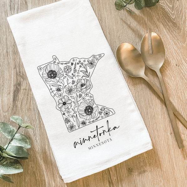 Lissi Designs - Custom Floral City & State - Cotton Tea Towel