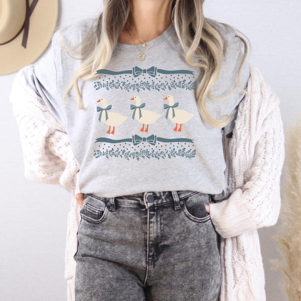 Goose Shirt, Goose Tee, Goose Tee for Women, Blue Ribbon Goose, goose Apparel, Silly Goose Shirt