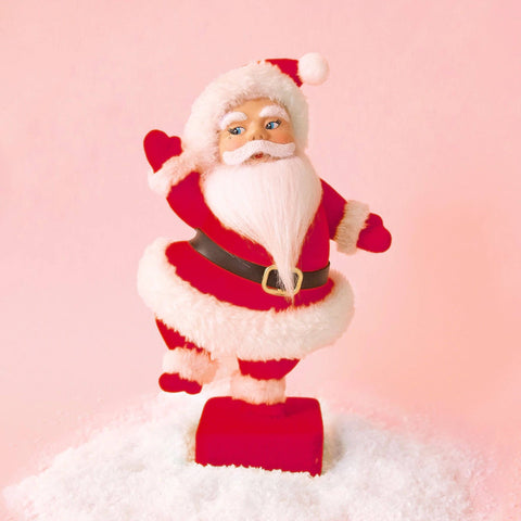 Sunshine Studios - Retro Flocked Dancing Santa | Red