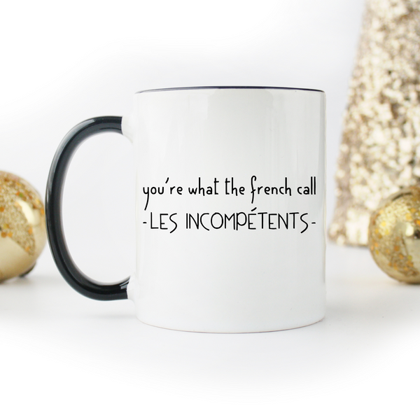 Home Alone mug
Funny Christmas mug
Holiday movie quote mug
Les incompetents quote
Black handle mug
11 oz coffee mug
Unique gift for movie lovers
Christmas coffee cup
Holiday drinkware
Cute winter mug
Gift for Home Alone fans
Cheeky holiday mug
Pop culture mug
Funny gift for friends
Ceramic coffee mug