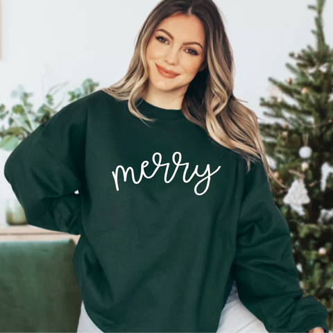 merry christmas sweatshirt, cursive merry sweatshirt, holiday shirt