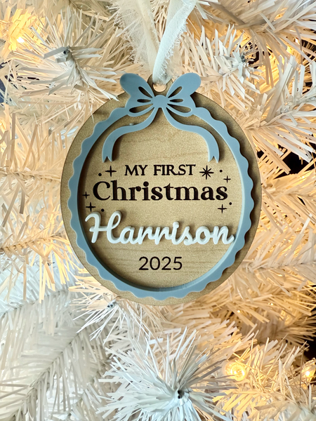 Personalized My First Christmas Ornament 2025 – Baby’s First Christmas Gift