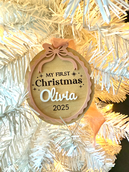 Personalized My First Christmas Ornament 2025 – Baby’s First Christmas Gift