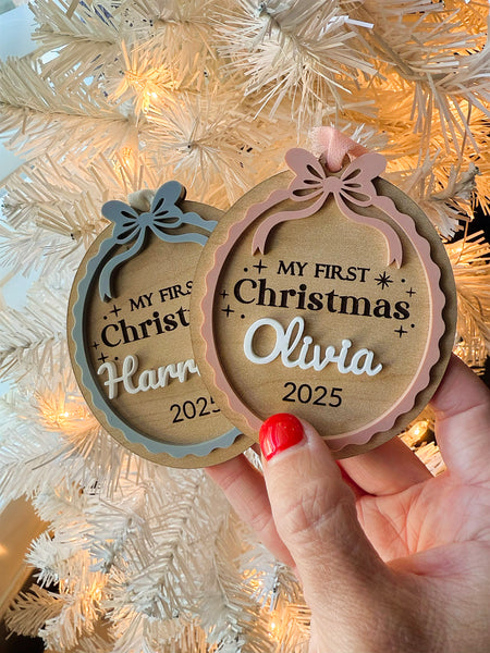 Personalized My First Christmas Ornament 2025 – Baby’s First Christmas Gift