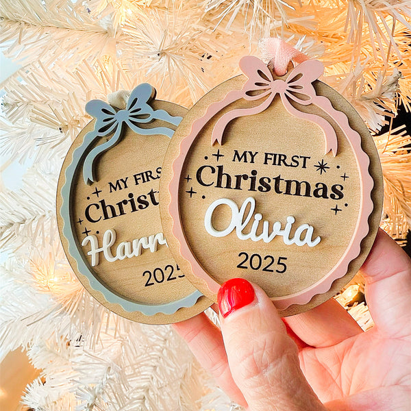 Personalized My First Christmas Ornament 2025 – Baby’s First Christmas Gift
