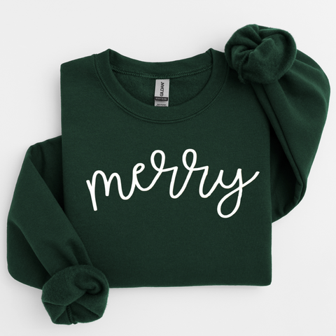 Merry Script Christmas Sweatshirt