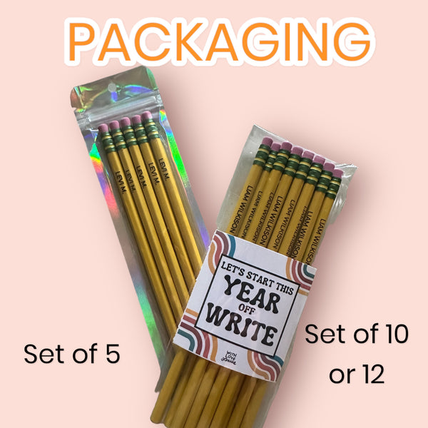 personalized pencil set, back to school gift