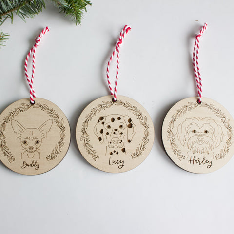 Custom Breed Dog Engraved Wooden Ornaments