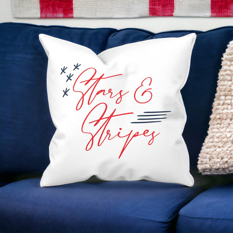 Stars and Stripes Patriotic 4th of July Throw Pillow Cover