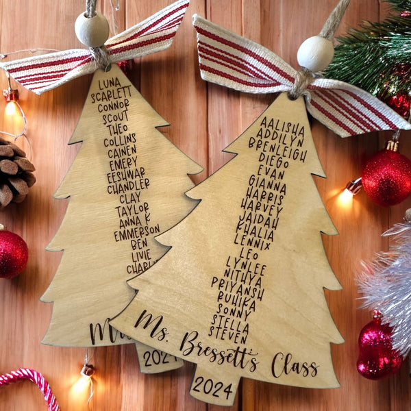 Personalized Teacher Ornament - Teacher Class List Ornament - Teacher Christmas Gifts - Thank You Teacher Ornament