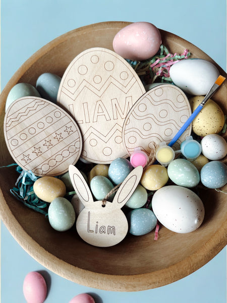 Personalized Easter Egg Painting Set & Custom Basket Tag